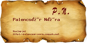 Palencsár Nóra névjegykártya