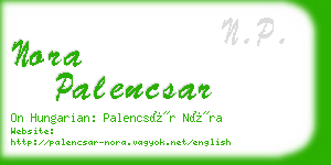 nora palencsar business card